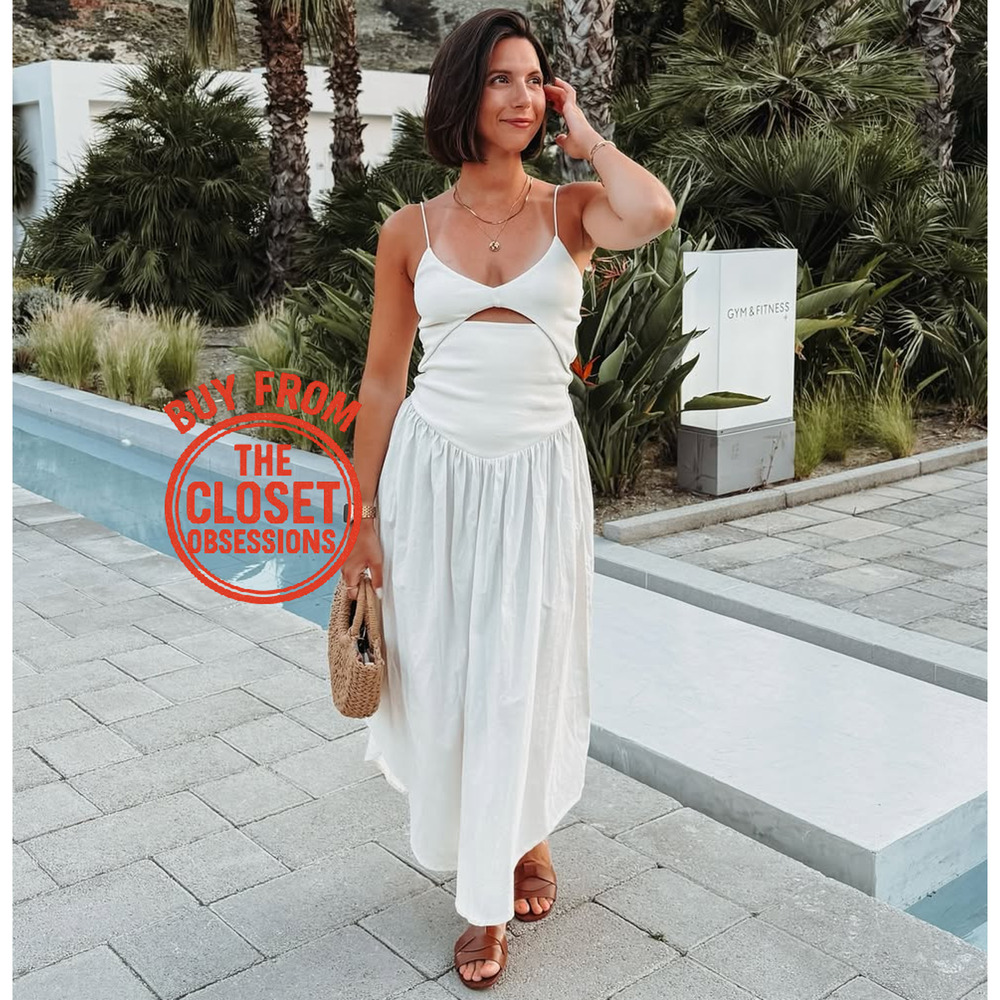 Zara Ecru Cut Out Midi Dress NWT Resort Vacation Quiet Luxury Dress L XL - Picture 14 of 16